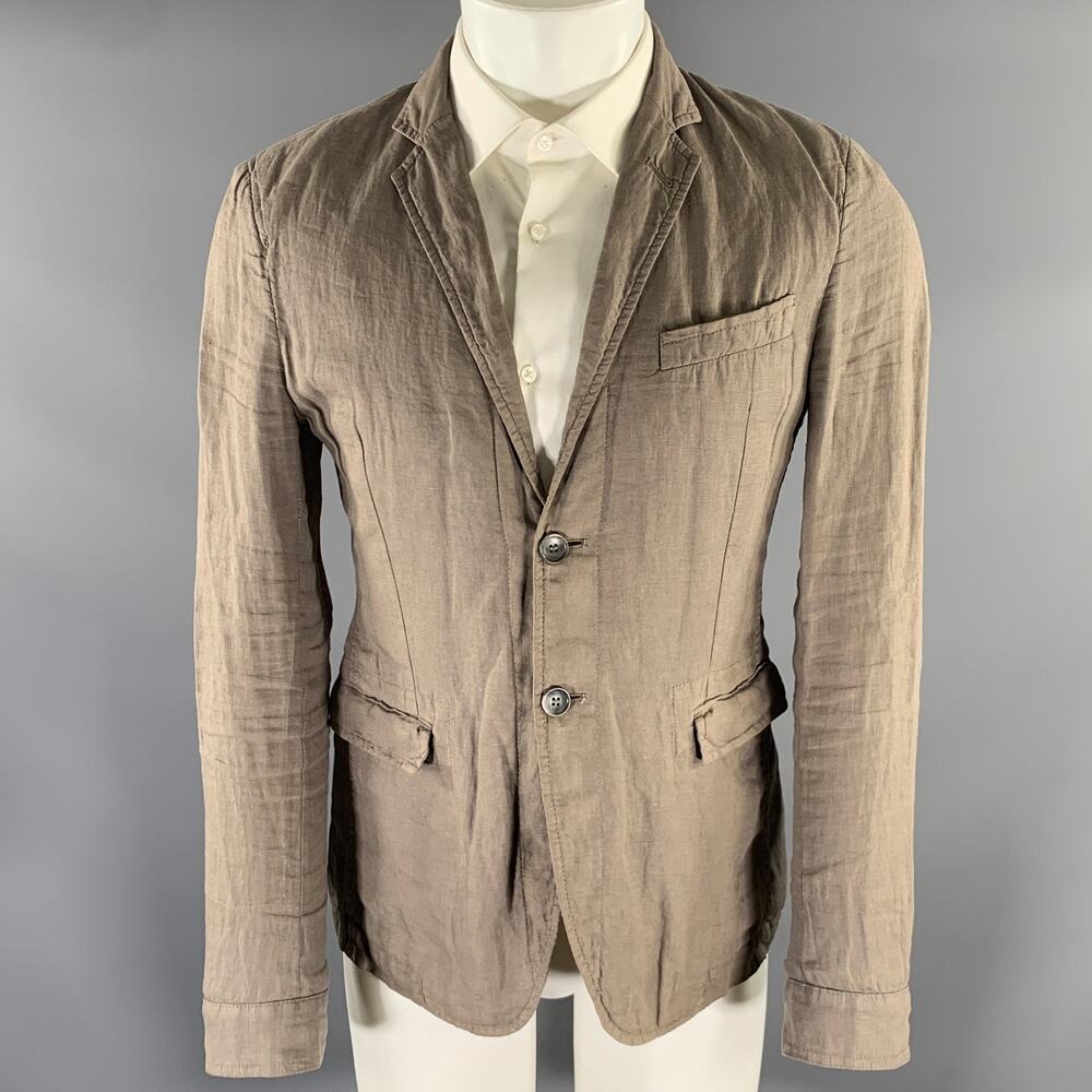 DOLCE & GABBANA Size 36 Grey Tan Linen Notch Lapel Jacket